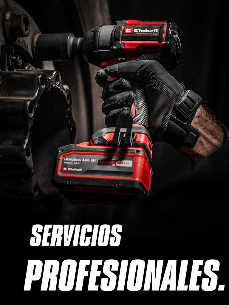 Close-up of a red cordless impact wrench being used on a wheel, with the text "Professional Services".