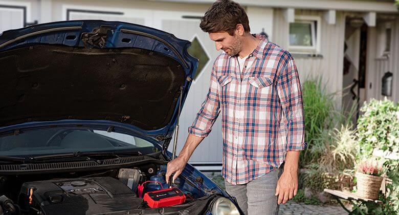 man with a battery charger